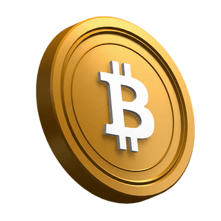 Koin Bitcoin (BTC) miring dalam desain hero section