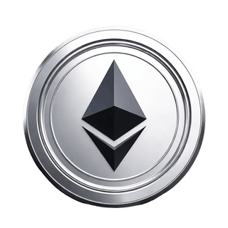 Elemen visual mengambang yang memperlihatkan koin Ethereum (ETH)